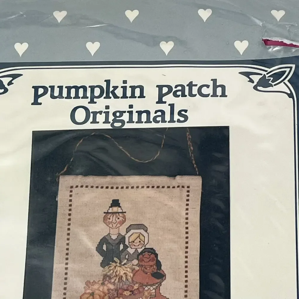 Pumpkin Patch Originals Give Thanks Banner Vintage Cross Stitch Kit Thanksgiving